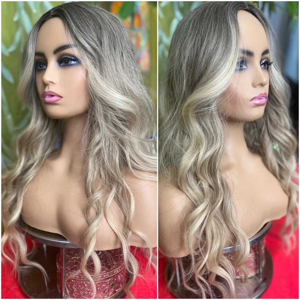 mixed blonde face framing highlights wig